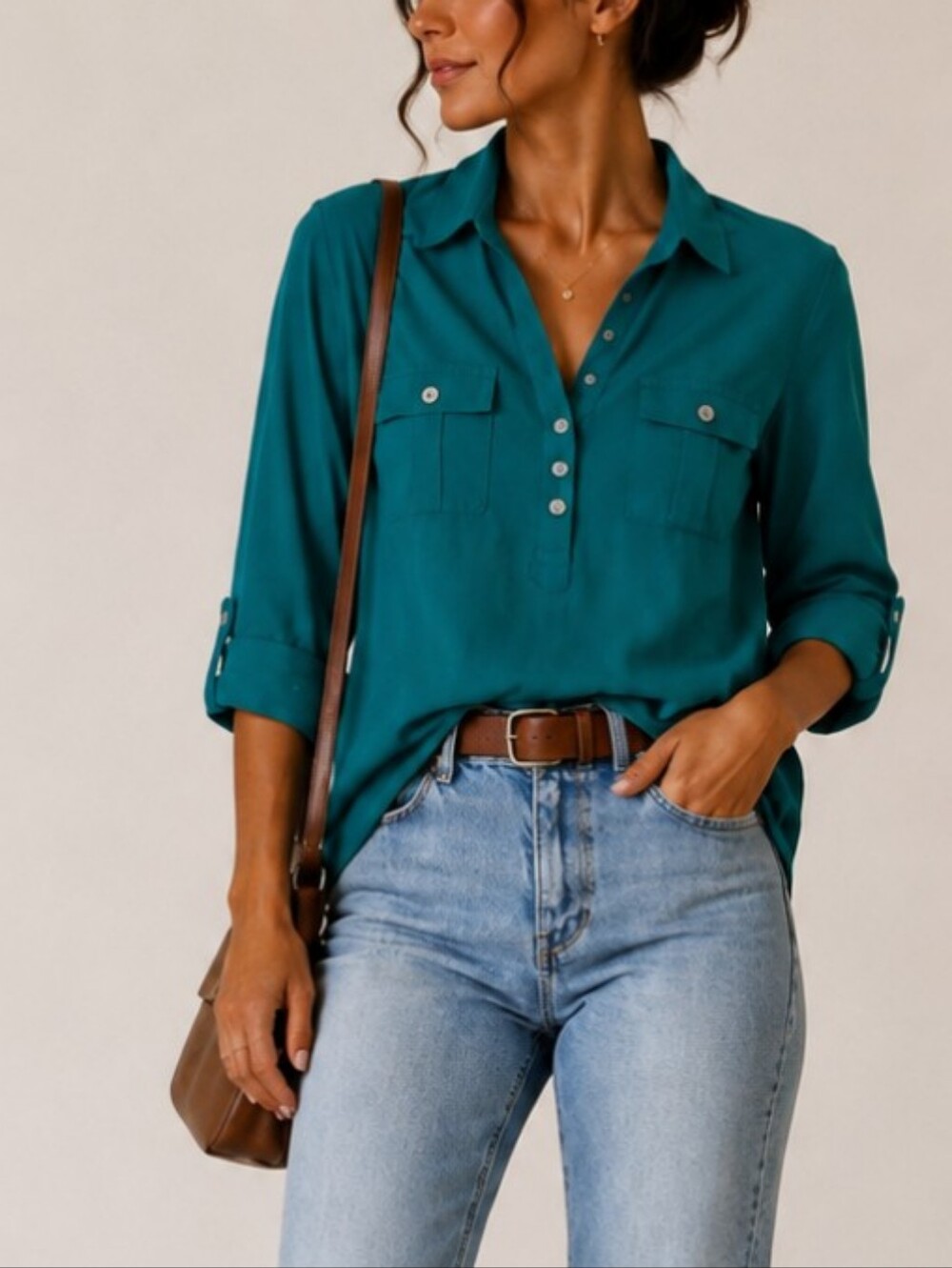 NWT! Karen Scott Teal Knit Polo Top
